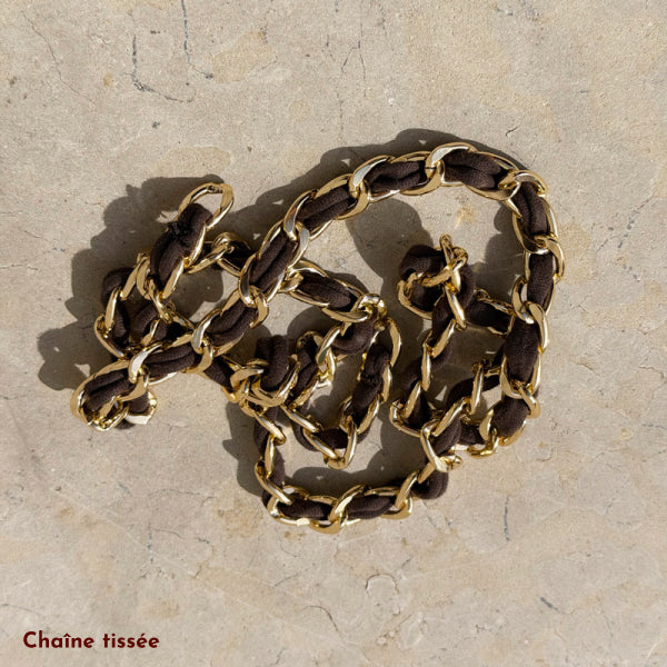 LAILI STUDIO lanière de sac en or avec fil marron